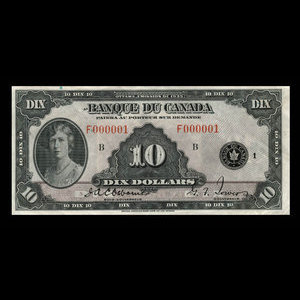 Canada, Banque du Canada, 10 dollars : 1935