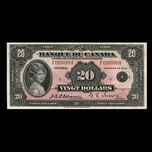 Canada, Banque du Canada, 20 dollars : 1935