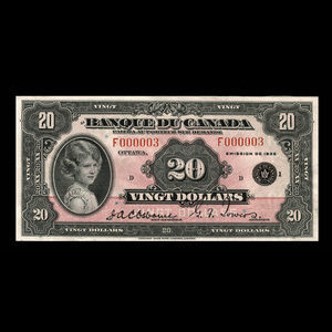 Canada, Banque du Canada, 20 dollars : 1935