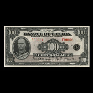 Canada, Banque du Canada, 100 dollars : 1935