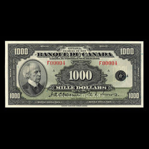 Canada, Banque du Canada, 1,000 dollars : 1935