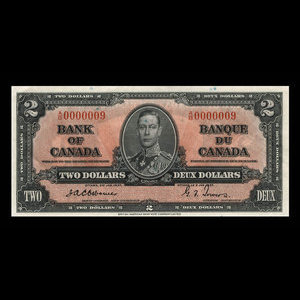 Canada, Banque du Canada, 2 dollars : 2 janvier 1937