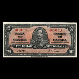 Canada, Banque du Canada, 2 dollars : 2 janvier 1937