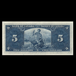 Canada, Banque du Canada, 5 dollars : 2 janvier 1937