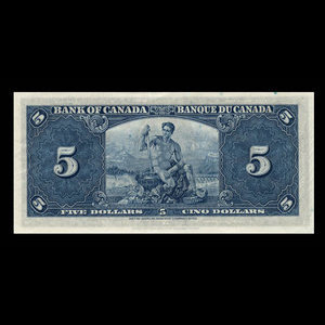 Canada, Banque du Canada, 5 dollars : 2 janvier 1937