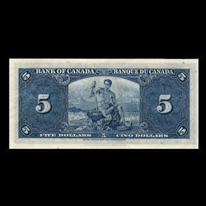 Canada, Banque du Canada, 5 dollars : 2 janvier 1937