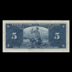 Canada, Banque du Canada, 5 dollars : 2 janvier 1937