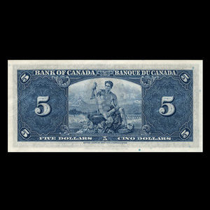 Canada, Banque du Canada, 5 dollars : 2 janvier 1937