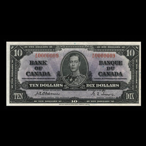 Canada, Banque du Canada, 10 dollars : 2 janvier 1937