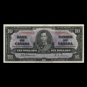 Canada, Banque du Canada, 10 dollars : 2 janvier 1937