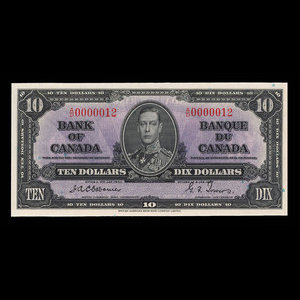 Canada, Banque du Canada, 10 dollars : 2 janvier 1937