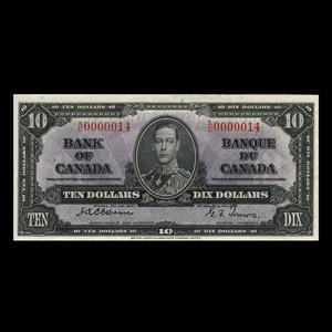 Canada, Banque du Canada, 10 dollars : 2 janvier 1937