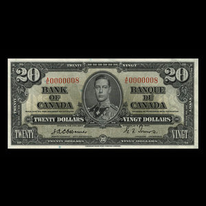 Canada, Banque du Canada, 20 dollars : 2 janvier 1937