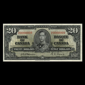 Canada, Banque du Canada, 20 dollars : 2 janvier 1937