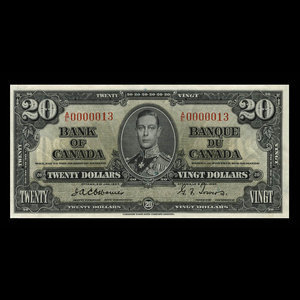 Canada, Banque du Canada, 20 dollars : 2 janvier 1937