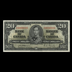 Canada, Banque du Canada, 20 dollars : 2 janvier 1937