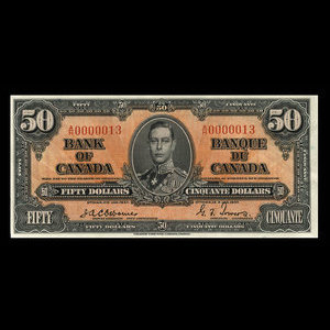 Canada, Banque du Canada, 50 dollars : 2 janvier 1937