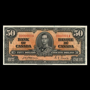 Canada, Banque du Canada, 50 dollars : 2 janvier 1937