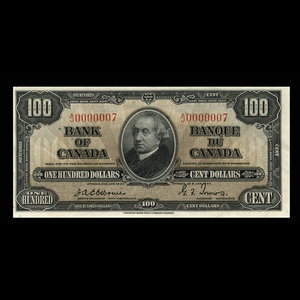 Canada, Banque du Canada, 100 dollars : 2 janvier 1937