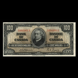 Canada, Banque du Canada, 100 dollars : 2 janvier 1937