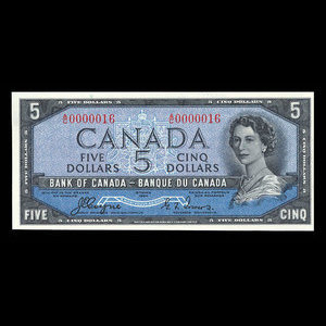 Canada, Banque du Canada, 5 dollars : 1954