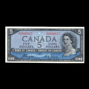 Canada, Banque du Canada, 5 dollars : 1954