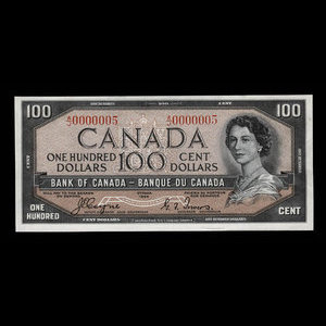 Canada, Banque du Canada, 100 dollars : 1954