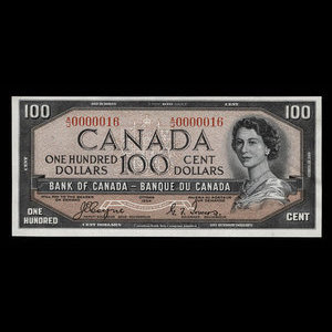 Canada, Banque du Canada, 100 dollars : 1954