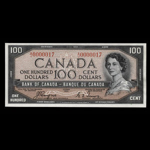 Canada, Banque du Canada, 100 dollars : 1954