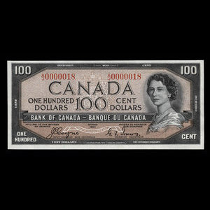 Canada, Banque du Canada, 100 dollars : 1954