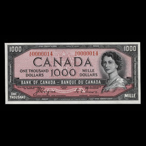 Canada, Banque du Canada, 1,000 dollars : 1954