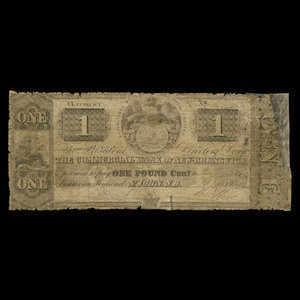 Canada, Commercial Bank of New Brunswick, 1 livre(anglaise) : 8 mai 1842