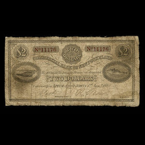 Canada, Commercial Bank of Newfoundland, 2 dollars : 1 janvier 1881