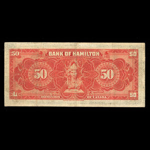 Canada, Bank of Hamilton, 50 dollars : 1 juin 1914