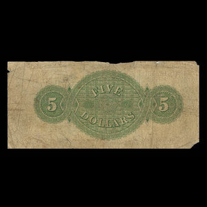 Canada, Merchants' Bank of Halifax, 5 dollars : 1 juillet 1871