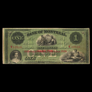 Canada, Banque de Montréal, 1 dollar : 3 janvier 1859