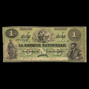 Canada, La Banque Nationale, 1 dollar : 25 mai 1860