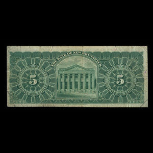 Canada, Bank of New Brunswick, 5 dollars : 2 janvier 1904