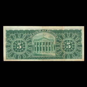 Canada, Bank of New Brunswick, 5 dollars : 2 janvier 1904