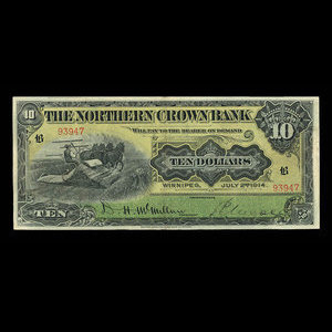 Canada, Northern Crown Bank, 10 dollars : 2 juillet 1914