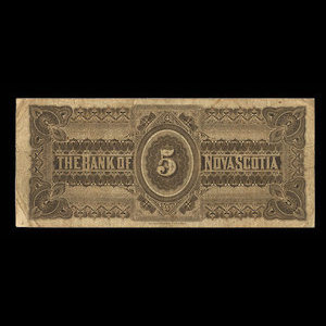 Canada, Banque Nouvelle-Écosse, 5 dollars : 2 juillet 1881