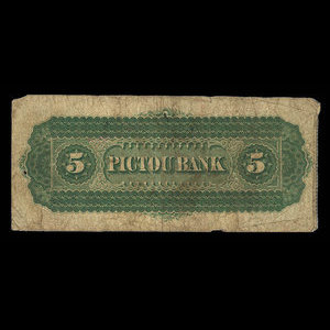 Canada, Pictou Bank, 5 dollars : 2 janvier 1874