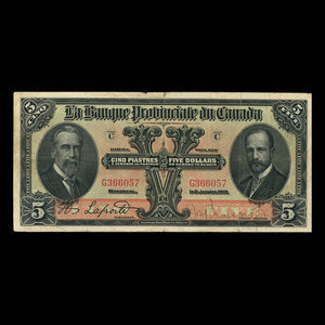 Canada, Banque Provinciale du Canada, 5 dollars : 2 janvier 1913