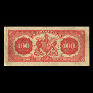 Canada, Banque Royale du Canada, 100 dollars : 2 janvier 1913