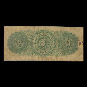 Canada, St. Stephen's Bank, 3 dollars : 1 février 1886