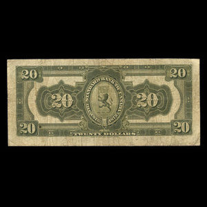 Canada, Standard Bank of Canada, 20 dollars : 2 janvier 1914