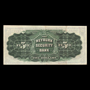 Canada, Weyburn Security Bank, 5 dollars : 3 janvier 1911