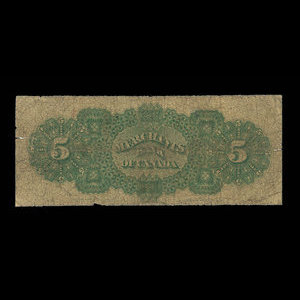 Canada, Merchants Bank of Canada (The), 5 dollars : 2 juin 1873