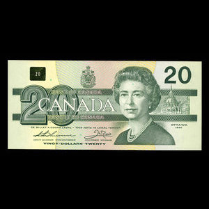 Canada, Banque du Canada, 20 dollars : 1991