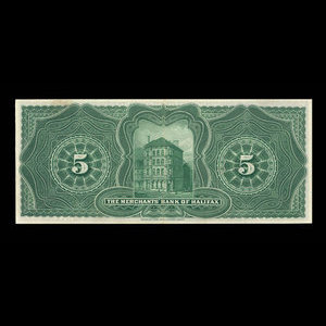 Canada, Merchants' Bank of Halifax, 5 dollars : 2 janvier 1899